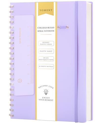 Yoment Spiral Notebook 8.5 x 11 A4 Large Notebooks for Work College Ruled Journaling Notebooks, 100 GSM Paper, Spiral Bound Journal for School Note Taking Writing, A4 Purple - color: Purple, style: D - Line - A4