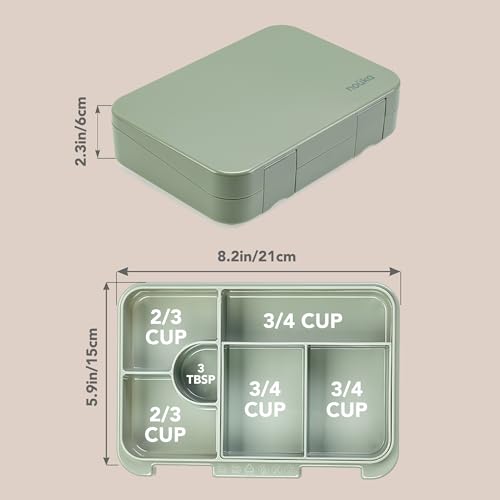 nouka Chill Bento Lunch Box | Easy to Open Latches | Spill Proof Design | 6-Compartment Removable Tray | Deep Ocean