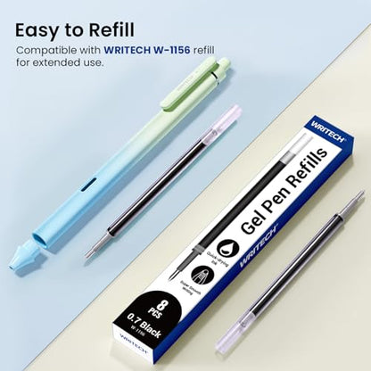 WRITECH Gel Rollerball Pens 0.7mm: Silent Click Smooth Writing Quick Dry Black Ink Gradient Aesthetic Design for Journaling School Office 8 Pack - color: Multicolor
