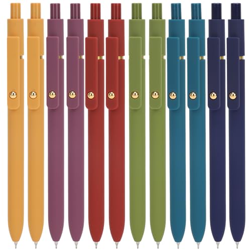 Ddaowanx Gel Pens Set,12 Pcs 0.5mm Retractable Quick Dry Black Ink Pens | Fine Point Smooth Writing Pens for Journaling and Planner,Cute Desk Accessories Office&School Supplies,Gifts for Women - color: 12 Pcs Vintage-Black Ink