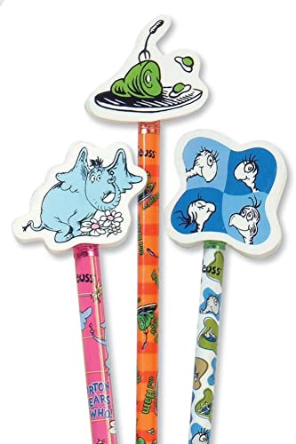GEDDES Raymond 66865 Dr. Seuss Number 2 Pencils With Giant Pencil Top Erasers (Pack of 36) (Pack of 12) - size: 12 Count (Pack of 12)