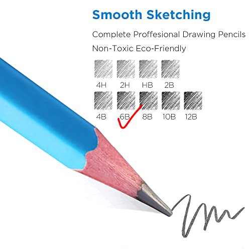 Sketch Pencils for Drawing 6B, 12pcs Professional Art Drawing Pencils for Shading, Sketching & Doodling | Graphite Pencil for Artists & Beginners - style: 6B 12pcs