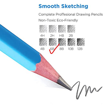 Sketch Pencils for Drawing 6B, 12pcs Professional Art Drawing Pencils for Shading, Sketching & Doodling | Graphite Pencil for Artists & Beginners - style: 6B 12pcs