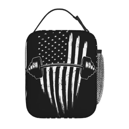 Weightlifting American Flag Lunch Bag 10In | Insulated Lunch Box Reusable Tote Bag For Picnic Office For Women Men - color: Style 3