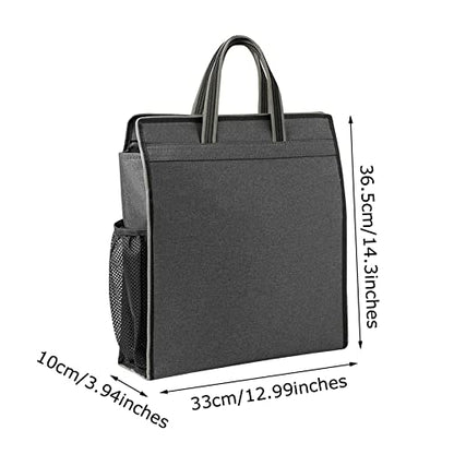 Oxford Zippered Document Bag with Handle File Tote Bag Pouch for Carrying Paper Files Books Filing Folder 1 Pack (Black) - color: Black