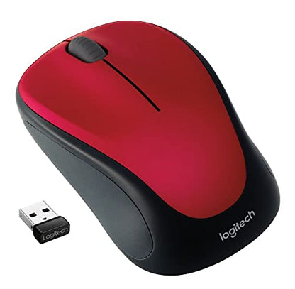 Logitech M317 Wireless Mouse, 2.4 GHz with USB Receiver, 1000 DPI Optical Tracking, 12 Month Battery, Compatible with PC, Mac, Laptop, Chromebook - Red - color: Red