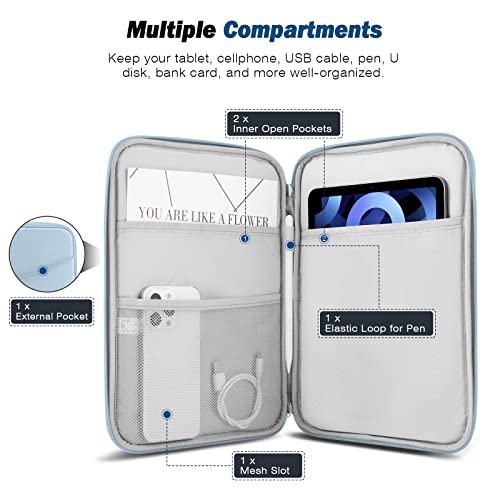 MoKo 9-11 Inch Tablet Sleeve Bag Carrying Case with Accessory Pocket | Fits iPad Air 11-inch M4, iPad Pro 11-inch M5, iPad A16 11-inch, iPad 10/9/8/7th and Tab S9/S8 11-inch, Misty Blue - color: Misty Blue, size: 9-11 Inch