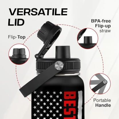 Best Dad Ever Water Bottle 32oz Stainless Steel Insulated Water Bottles - Gifts for Dads Daddy Father Papa from Son Daughter - Fathers Birthday Christmas - color: Dad 4