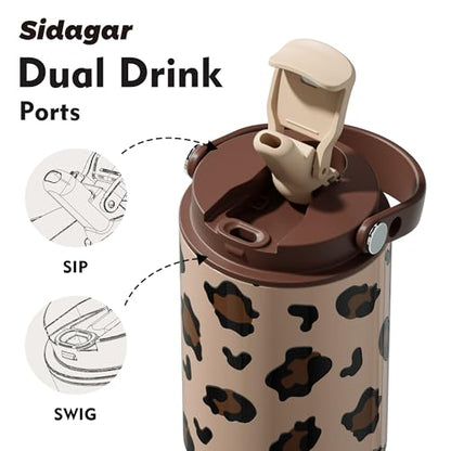 26oz Insulated Water Bottle with Dual Lid, Aesthetic Chocolate Brown Tumbler, 316 Stainless Steel Coffee Mug, Leakproof Minimalist Cup, 24H Cold, Earth Tone Gift for Her, Office Ready - color: Chocolate