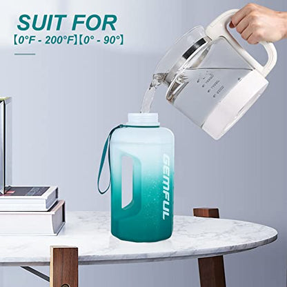 GEMFUL 2 Pack Gym Water Bottle with Strap Half Gallon Motivational Jug for Workout Outdoor BPA-Free Leakproof 2.2 and 3 Liter