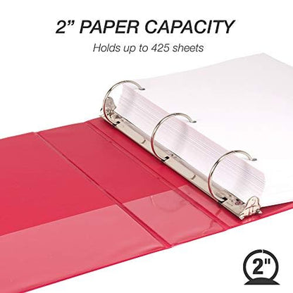 Samsill 2 Inch 3 Ring Binders, Economy Round Ring, Clear View Cover, 425 Sheet Capacity - for School, Home, Office - Red, 4 Pack - color: Red, size: 4-Pack, style: 2-Inch
