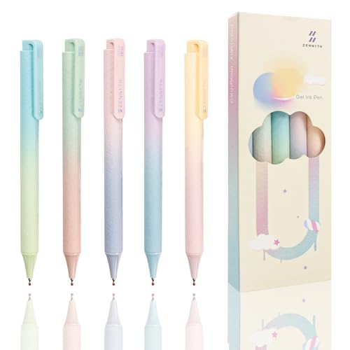 Gel Pens 5-Pack Quick-Dry Smudge-Resistant Ink, Writing Tools for School, Office, Creative Projects | Aesthetic Gift Set for Students/Teachers/Nurses/Professionals (Cotton Cloud) - color: Cotton Cloud