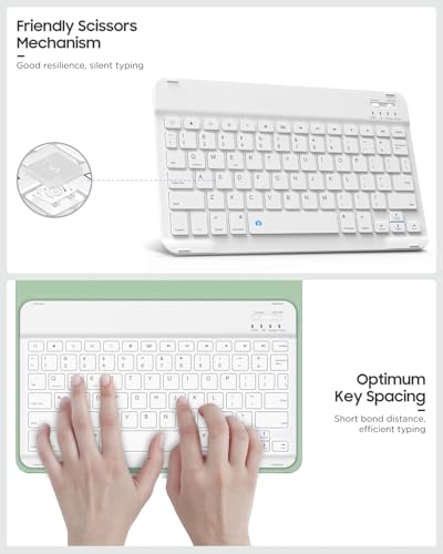 MoKo Universal Tablet Case with QWERTY Keyboard for 9",9.7",10.1",10.2",10.4",10.5",10.9" Tablet, with Removable Wireless Bluetooth Keyboard&Pen Holder for iPad, Samsung, Fire, Pixel, Other, Green - color: Green