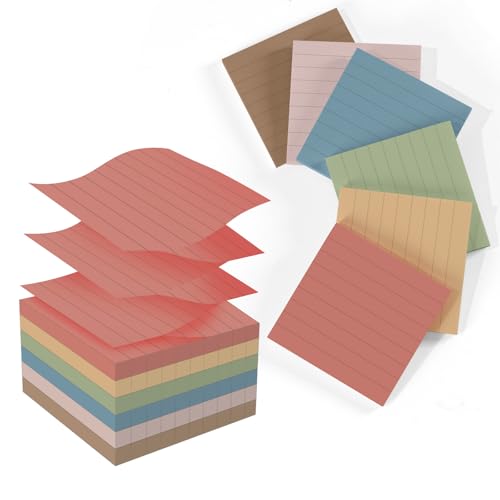 Pop Up Sticky Notes 3x3 Lined,12 Pads 600 Sheets Accordion Style Sticky Notes Refill, 80gsm Thick Paper,Strong Adhesive, 6 Vintage Colors,Post on Windows Doors,Recyclable,Easy to Write on - color: Vintage Colors