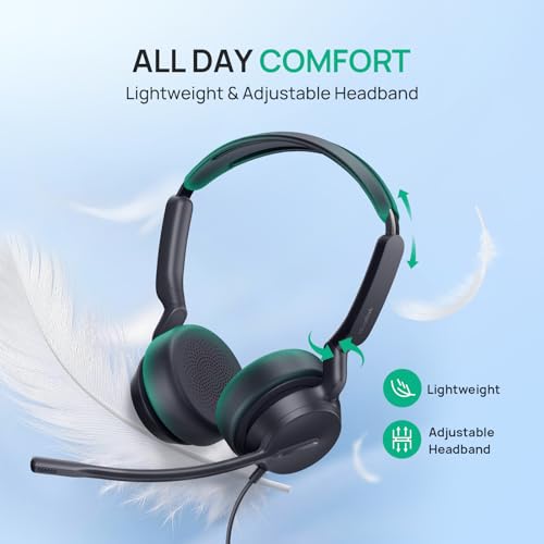 Yealink UH42 SE Wired Headset, USB-A/C & 3.5mm,in-Line Controls, On-Ear | Stereo Computer Headphones, Teams/Zoom Certified, Noise Cancelling Microphone, PC/Laptop/Phone, 7ft Cable, Call Center,Office - color: Dual-Ear, size: 3.5mm & USB-C/A