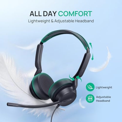 Yealink UH42 SE Wired Headset, USB-A/C & 3.5mm,in-Line Controls, On-Ear | Single-Ear Headphones, Teams/Zoom Certified, Noise Cancelling Mic, PC/Laptop/Phone, 7ft Cable, Call Center, WHF, Dynamic EQ - color: Single-Ear, size: 3.5mm & USB-C/A