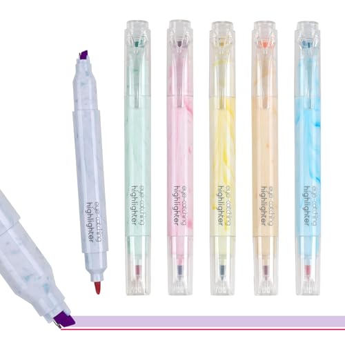 Aesthetic Highlighters 6 Pack Dual Tips No Bleed School Supplies,Double Line Cute Highlighters Assorted Colors, Home and Office Use, Ideal Highlighter for Organizing and Coloring - size: 6 PCS
