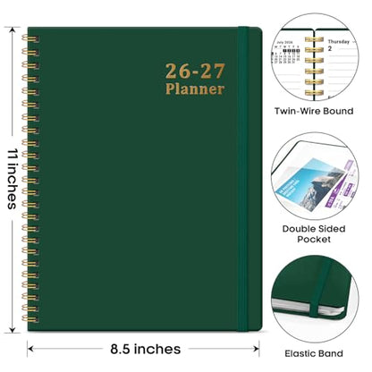 Planner 2026-2027, Weekly and Monthly Academic Year Planner Calendar, July 2026 - June 2027, Hardcover Large School Planning Agenda With Tabs, Perfect for School & Office Supplies, A4 (8.5" x 11"), Dark Green - color: L-Dark Green, size: A4(8.5"x11")