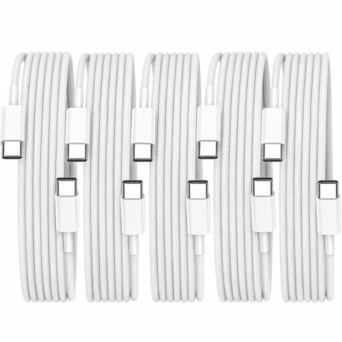 [Apple MFi Certified] iPhone 17 16 Charger Cord 6FT, 5 Pack 60W USB C to USB C Charging Cable Cord Long for iPhone 17/17 Pro/17 Pro Max/Air/16/16 Pro/16 Pro Max/15/15 Pro Max, iPad Pro/Air/Mini, White - color: White [6/6/6/6/6 FT]