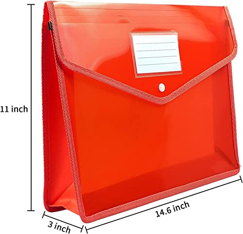 YoeeJob Plastic File Folders Legal Size 2 Pcs, Expandable Document Folder with Snap Button Closure, A4 Expanding File Wallet Envelopes Pouch with Label Pocket, Red - color: Red, size: 2 Pack