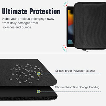 TiMOVO 9-11" Tablet Sleeve with Pocket for iPad A16 Tab, Black | Protective Sleeve with Front Pocket, Fits iPad 11" A16 2025, 10th Gen 10.9", 10.2", Air 11/5th/4th Gen, Tab A9+ 11" - color: Black