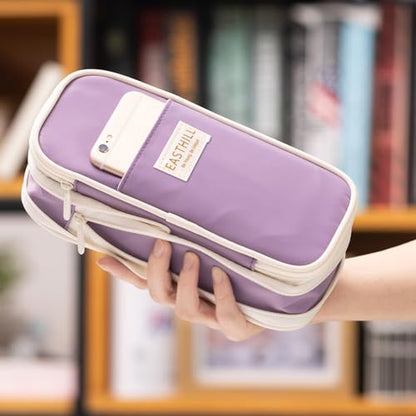 EASTHILL Big Capacity Pencil Case Large Pencil Pouch Stationery Pen Bag for Teen Girls-Purple - color: Purple