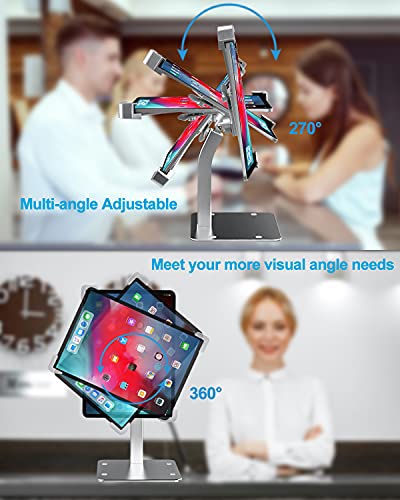 Anti-Theft Desktop Tablet Kiosk Stand Holder, Heavy Duty Countertop Tablet POS Display Mount with Security Lock and Key, Compatible with iPad Pro/Air/Mini, Galaxy Tabs, More 7-11" Tablets