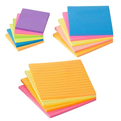 Mr. Pen- Sticky Notes Set, 15 Pack, 2"x2", 3"x3", 4"x4", 600 Sheets | Lined & Blank Notes, Self-Stick Sticky Pads for Bible Study, Office, School, Planning, Journaling & Organization - size: 3x3 inches