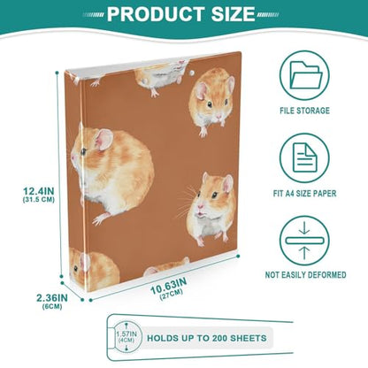 1 and A Half Inch Notebook Binders Three Rings School Supplies Binder with Pocket Cover Assorted Binders Hardcover 1 Pack Aesthetic Hamster Animal