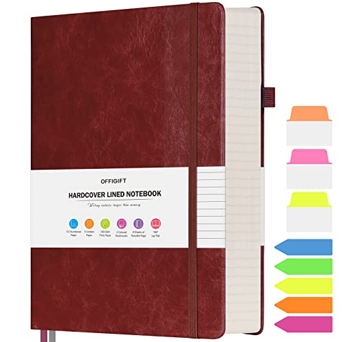 College Ruled Notebook A5, 312 Numbered Pages Diary, Lined Leather Journal | Extra-Thick with 2X Writing Space, 100gsm No Bleed Paper, Hardcover, Lay-Flat, for Work, School, Meeting Notes & Journaling - color: Burgundy, size: A5