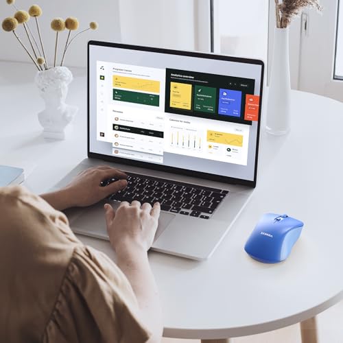 seenda Bluetooth Wireless Mouse, Bluetooth & 2.4G USB Dual Mode, Quiet Clicks, 1600 DPI Smooth Tracking, Ergonomic Design, 24-Months Battery Life, Portable Mouse for Laptop/Mac/Ipad/PC/Tablet-Blue - color: Blue