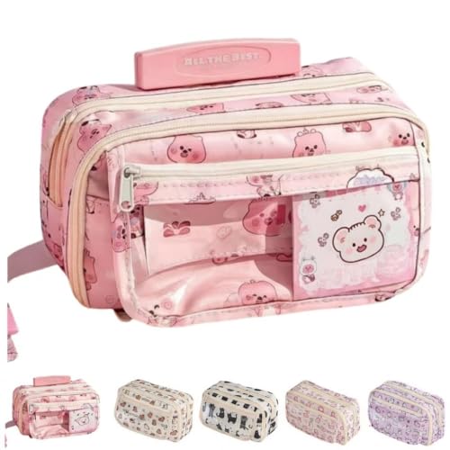 Cute Kawaii Pencil Case Pouch Cartoon Pen Box Holder Organizer for Office Workspace Supplies Desk Accessories Travel Essentials Aesthetic Trendy Cool Stuff Gift Large Capacity (Fox) - color: Fox