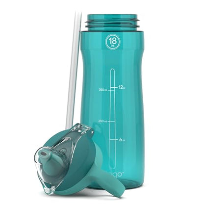 Pogo BPA-Free Tritan Plastic Water Bottle with Soft Straw Lid, 18 Oz, Teal - color: Teal