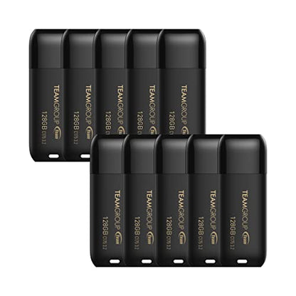 TEAMGROUP C175 128GB 10 Pack USB 3.2 Gen 1 (USB 3.1/3.0) Read 100MB/s Flash Thumb Drive, External Data Storage Memory Stick Compatible with Computer/Laptop Matte Black TC1753128GB23 - size: 128GB (10-Pack)