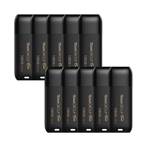 TEAMGROUP C175 128GB 10 Pack USB 3.2 Gen 1 (USB 3.1/3.0) Read 100MB/s Flash Thumb Drive, External Data Storage Memory Stick Compatible with Computer/Laptop Matte Black TC1753128GB23 - size: 128GB (10-Pack)