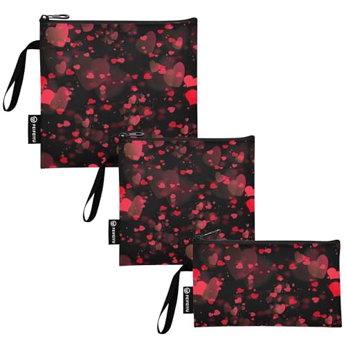 Reusable Food Storage Bags Heart Print 3 Pack Set Lunch Bag Compact Sandwich Snack Bag Small Medium Large for Lunch, Travel & Organization - color: Bag 16