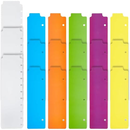 SUPERFINDINGS 18Pcs 6 Styles Plastic Binder Divider 8.5x2.3inch Colorful Snap-in Bookmark Semi Transparent Mini Dividers with Document Tap for 3 Ring Binders for Notebook Planner