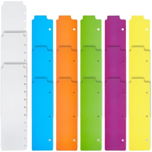 SUPERFINDINGS 18Pcs 6 Styles Plastic Binder Divider 8.5x2.3inch Colorful Snap-in Bookmark Semi Transparent Mini Dividers with Document Tap for 3 Ring Binders for Notebook Planner