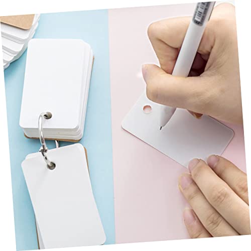 Lurrose 4pcs Blank Flashcards Portable Words Memory Cards Binder Ring Notecards for Travel Study Office - size: 7.00X4.00X3.00CM