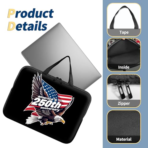 Laptop Bag 15.6 Inch,Resistant Shockproof Laptop Sleeve Case Protective Cover Carrying Case with Handle Compatible for HP Dell Lenovo Acer Asus Notebook Computer,America 250 Eagle Flag - color: America 250 Eagle Flag, size: 15-15.6 in
