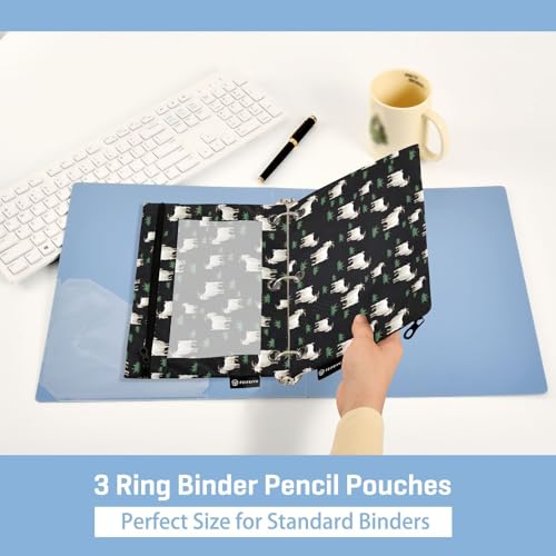 Goat Pencil Pouches for 3 Ring Binder, Zipper Binder Pencil Case, 2 Pack Clear Window Case Bag for Office Organizers - color: Goat