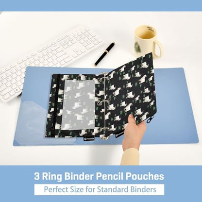 Goat Pencil Pouches for 3 Ring Binder, Zipper Binder Pencil Case, 2 Pack Clear Window Case Bag for Office Organizers - color: Goat