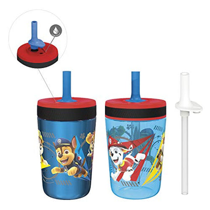 Zak Designs PAW Patrol Kelso Tumbler Set, Leak-Proof Screw-On Lid with Straw, Bundle for Kids Includes Plastic and Stainless Steel Cups with Additional Sipper (Paw Patrol- 3pc) - color: Paw Patrol, size: 3 Piece Set (Pack of 1)
