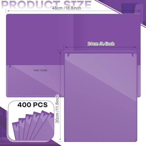 Henoyso 400 Pcs Take Home Folders 2 Inside Pockets, Parent Teacher Communication Folder for Students Homework with Clear Front Pocket Heavy Duty, School Classroom Supplies, 11.8 x 9.45 Inch (Purple) - color: Purple