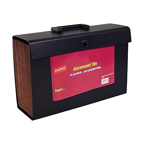 Staples Expanding File with A‑Z Index, Legal Size, 19‑Pocket Accordion Organizer, Durable Black Construction - style: 1 Pack