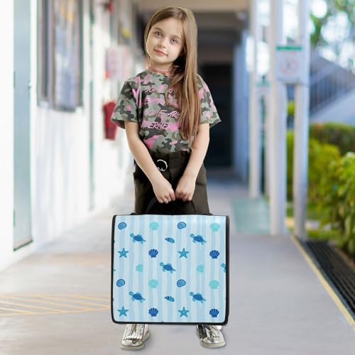 Ocean Turtles Zipper Binder for School with Shoulder Strap & Extra Pockets - 1.5 Inch 3-Ring Binder Holds 500+ Sheets, Textbooks, Laptop