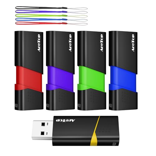 16GB USB Flash Drive 5 Pack, AreTop FAT32 USB 2.0 Thumb Drives | Slide Retractable USB Drives 16GB 5 Pack Memory Sticks for Data Storage (Mixed Color:Yellow,Red,Blue,Green,Purple) - size: 16GB, style: 5