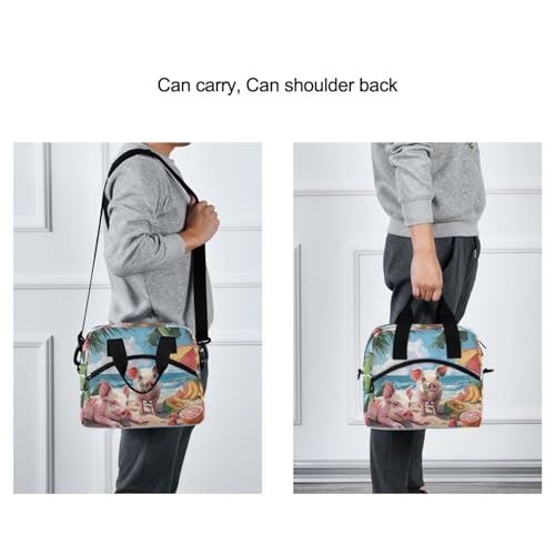 ALAZA Pigs on The Summer Beach Insulated Lunch Bag Women Men Portable Reusable Cooler Lunch Tote Bag for Work Office Picnic College - color: Multi 20