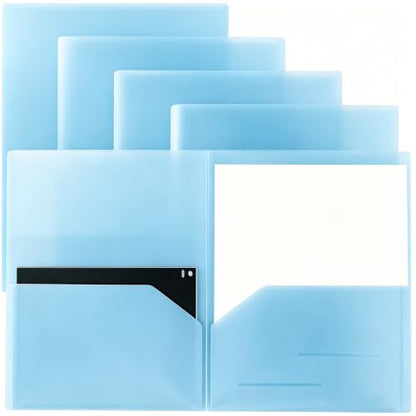 Youngever 6 Pack Heavy Duty Plastic Two Pocket Folders, Heavy Duty Plastic 2 Pocket Folder (Aqua) - color: Aqua