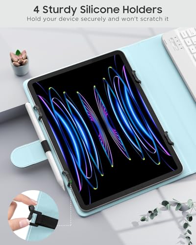 MoKo Universal Tablet Case with QWERTY Keyboard for 9",9.7",10.1",10.2",10.4",10.5",10.9" Tablet, with Removable Wireless Bluetooth Keyboard&Pen Holder for iPad, Samsung, Fire, Pixel, Other, Sky Blue - color: Sky Blue